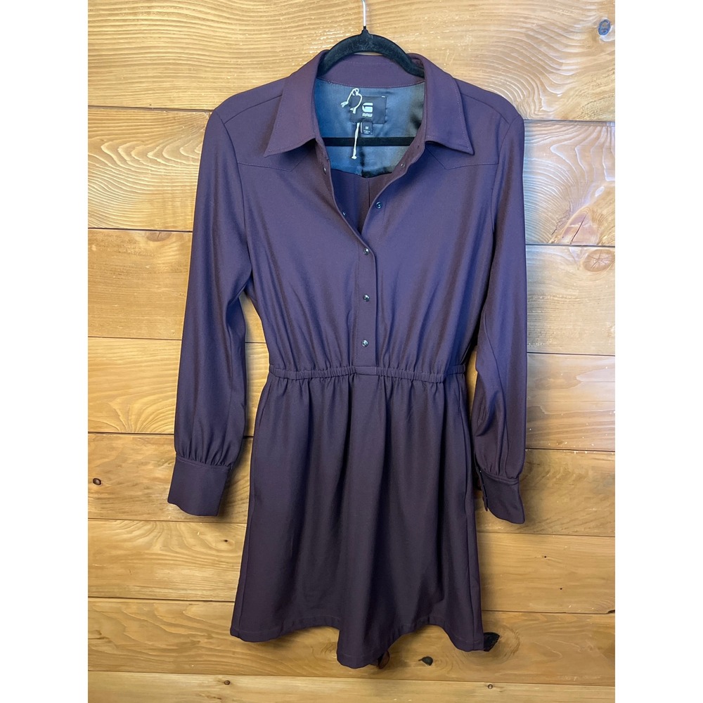 G-Star RAW Stalt Dress Long Sleeve Collared‎ Casual Purple Size M Buttons Career